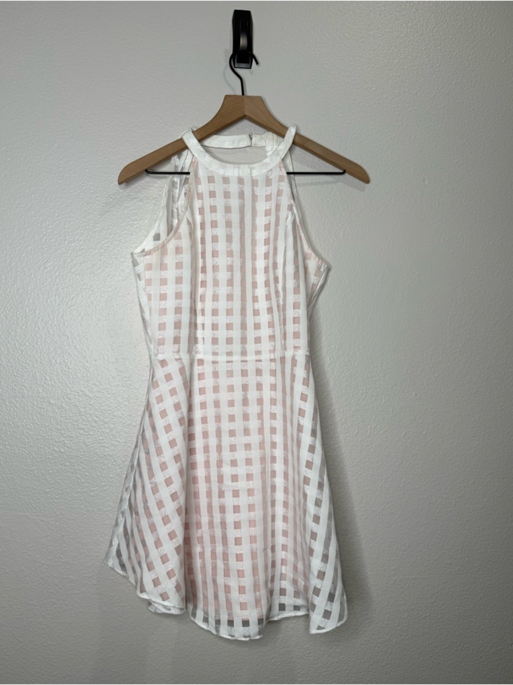 Lovers & Friends Gingham Checkered Halter Open Back Mini A-Line Dress, size S - Picture 3 of 6